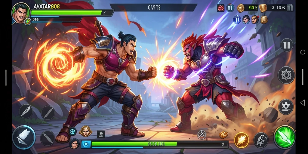 Gameplay Fighting yang intens dan menegangkan dalam AVATAR808.