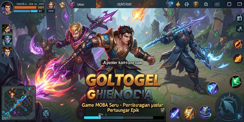 Screenshot gameplay GOLTOGEL menampilkan pertempuran mendebarkan di arena MOBA.
