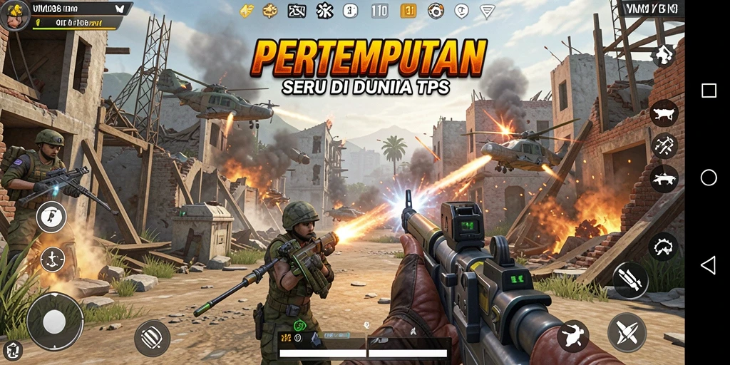 Gameplay seru dari VM108 dalam aksi tembak-menembak TPS.